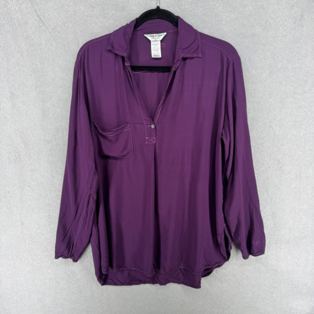Hard Tail Forever Maxi Shirt Womens Size S Purple Popover Rayon V Neck Top Flowy